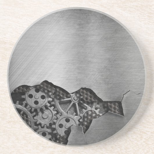 Dessous De Verre En Grès Arrière - plan en métal avec des dommages (Devant)