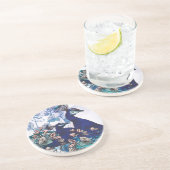 Dessous De Verre En Grès Arrière - plan floral avec des paons (Côté)