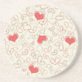 Dessous De Verre En Grès Arrière - plan mignon de coeurs (Devant)