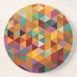 Dessous De Verre En Grès Arrière - plan Motif Vintage Triangles.