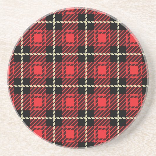 Dessous De Verre En Grès Arrière - plan rouge de plaid (Devant)