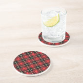 Dessous De Verre En Grès Arrière - plan rouge de plaid (Côté)