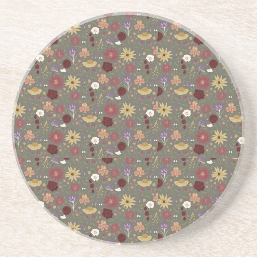 Dessous De Verre En Grès Arrière - plan vert de l'automne (Devant)