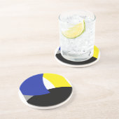 Dessous De Verre En Grès Art Abstrait bleu jaune (Côté)