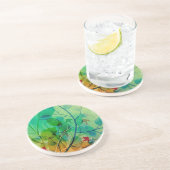 Dessous De Verre En Grès Art Abstrait Floral du printemps moderne (Côté)