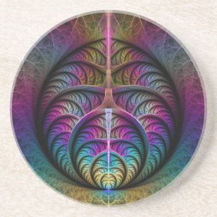 Dessous De Verre En Grès Art abstrait fractal coloré et psychédélique