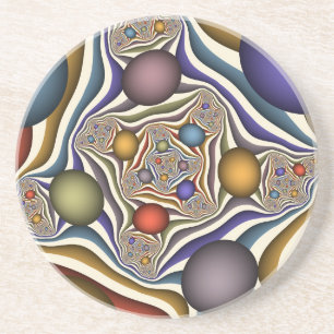 Dessous De Verre En Grès Art abstrait fractal moderne coloré en vol