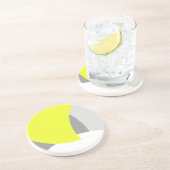 Dessous De Verre En Grès Art Abstrait gris jaune blanc (Côté)