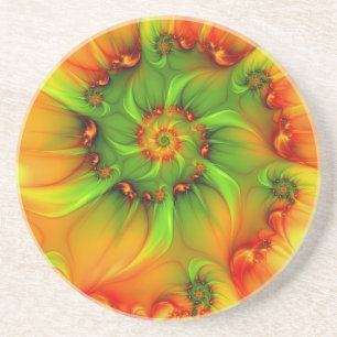 Dessous De Verre En Grès Art abstrait moderne fractal coloré psychédélique