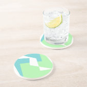 Dessous De Verre En Grès Art Abstrait Turquoise Bleu Vert (Côté)