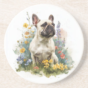 Dessous De Verre En Grès Art aquarelle Bouledogue Français faon