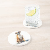 Dessous De Verre En Grès Art aquarelle de chien Boxer (Côté)
