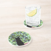 Dessous De Verre En Grès Art de chat noir, chat à la fenêtre (Côté)