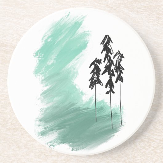 Dessous De Verre En Grès art de l'arbre vert scandinave simple moderne ment (Devant)