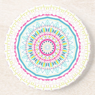 Dessous De Verre En Grès Art de mandala coloré vibrant