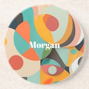 Dessous De Verre En Grès Art de monogramme ou nom de style moderne du milie
