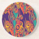 Dessous De Verre En Grès Art de motif de tatouage - flammes et cercles (Devant)