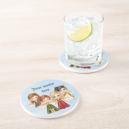 Dessous De Verre En Grès Art de pixel de quartet d'ange (Côté)