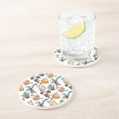 Dessous De Verre En Grès Art de trait dessin chats et fleurs (Côté)