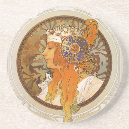 Dessous De Verre En Grès Art déco d'Alphonse Mucha (Devant)