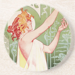 Dessous De Verre En Grès Art déco d'Alphonse Mucha