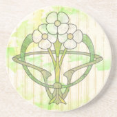 Dessous De Verre En Grès Art déco design floral vert lave (Devant)