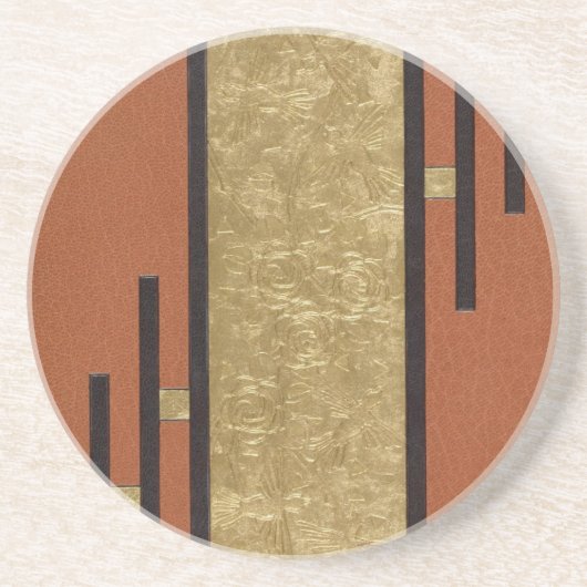 Dessous De Verre En Grès Art déco en or et beige (Devant)