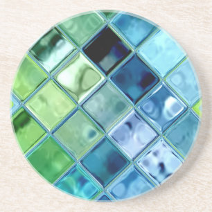 Dessous De Verre En Grès Art en verre turquoise de tuile de mosaïque