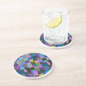 Dessous De Verre En Grès Art folklorique tribal - Bleu (Côté)