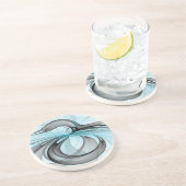 Dessous De Verre En Grès Art fractal moderne gris anthracite abstrait bleu (Côté)