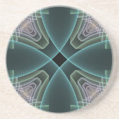 Dessous De Verre En Grès Art graphique géométrique fractal sarcelle moderne (Devant)