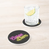 Dessous De Verre En Grès Art moderne Neon Carpe Diem Word (Côté)