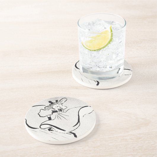 Dessous De Verre En Grès Art noir et blanc Jane Avril par Toulouse Lautrec (Côté)