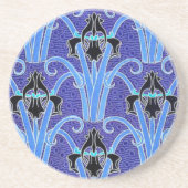 Dessous De Verre En Grès Art nouveau iris élégant floral Verneuil violet (Devant)