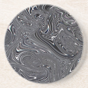 Dessous De Verre En Grès Art numérique Abstrait noir et blanc