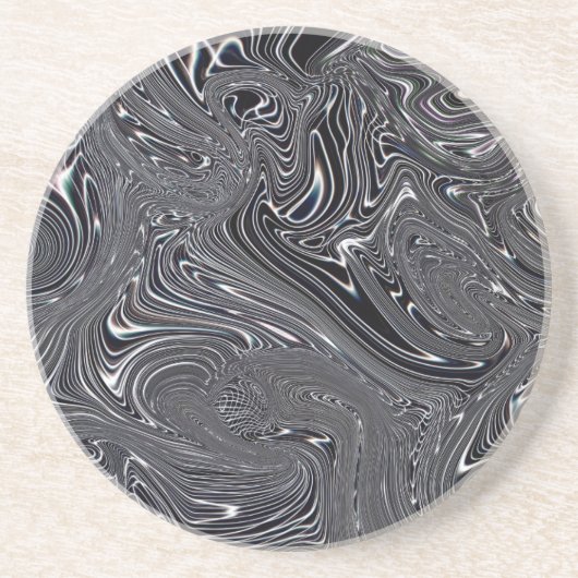 Dessous De Verre En Grès Art numérique Abstrait noir et blanc (Devant)