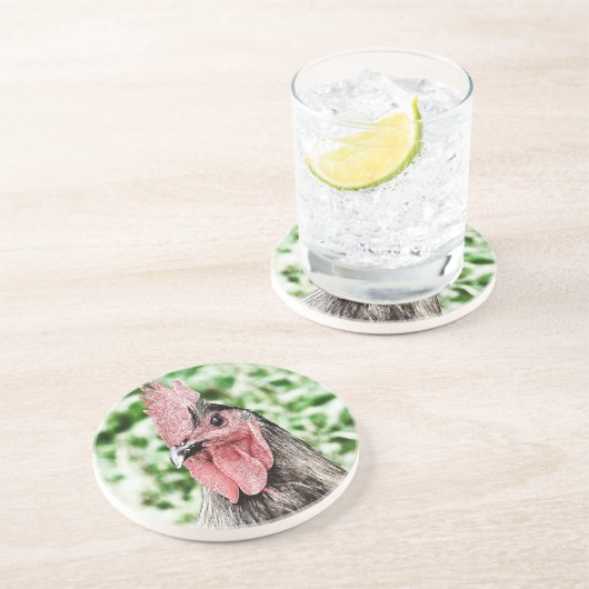 Dessous De Verre En Grès Art numérique Blue Rooster (Côté)