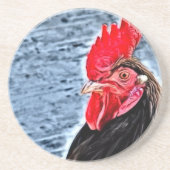 Dessous De Verre En Grès Art numérique de coq (Devant)