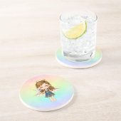 Dessous De Verre En Grès Art Pixel Angel Bleu (Côté)