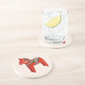 Dessous De Verre En Grès Art populaire de cheval de Dala de Suédois (Côté)