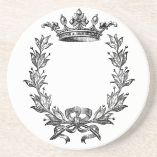 Dessous De Verre En Grès Art vintage de couronne et de guirlande