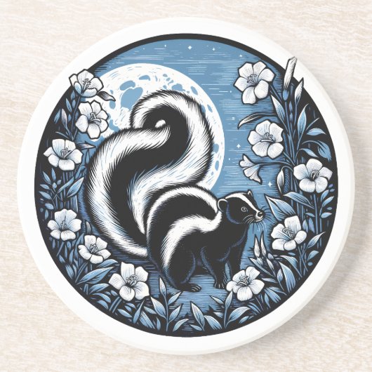 Dessous De Verre En Grès Artwork de Skunk Flower Skunks Floral (Devant)
