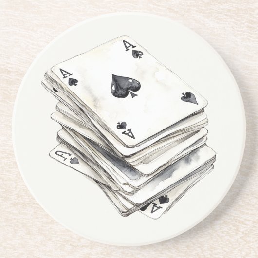 Dessous De Verre En Grès As de jeu de cartes (Devant)