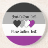 Dessous De Verre En Grès Asexuality pride flag with hearts coaster (Devant)