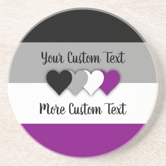 Dessous De Verre En Grès Asexuality pride flag with hearts coaster (Devant)