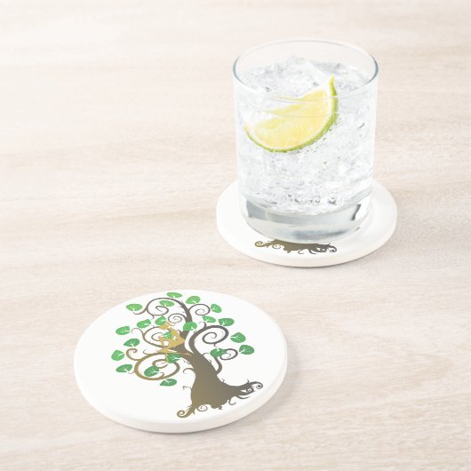 Dessous De Verre En Grès Assis dans l'arbre (Côté)