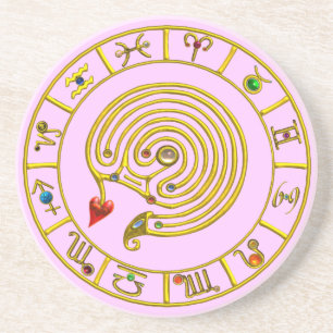 Dessous De Verre En Grès ASTRAL LABYRINTH rose