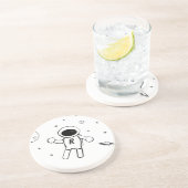 Dessous De Verre En Grès Astronaut dans l'espace - Sketting Art en noir et  (Côté)