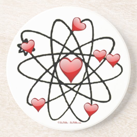 Dessous De Verre En Grès Atomic Saint-Valentin Cœurs Rouges (Devant)