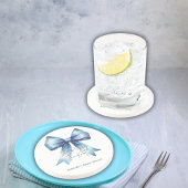 Dessous De Verre En Grès Attacher le Nœud Chapeau Bleu Fête de Mariage